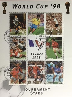 Zambia 1998 World Cup Sheetlet First Day Issue Never Hinged