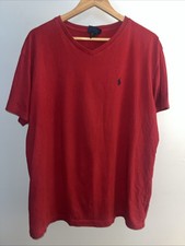 Polo Ralph Lauren Red V-Neck T-Shirt Men s Large Classic Pony Logo D54