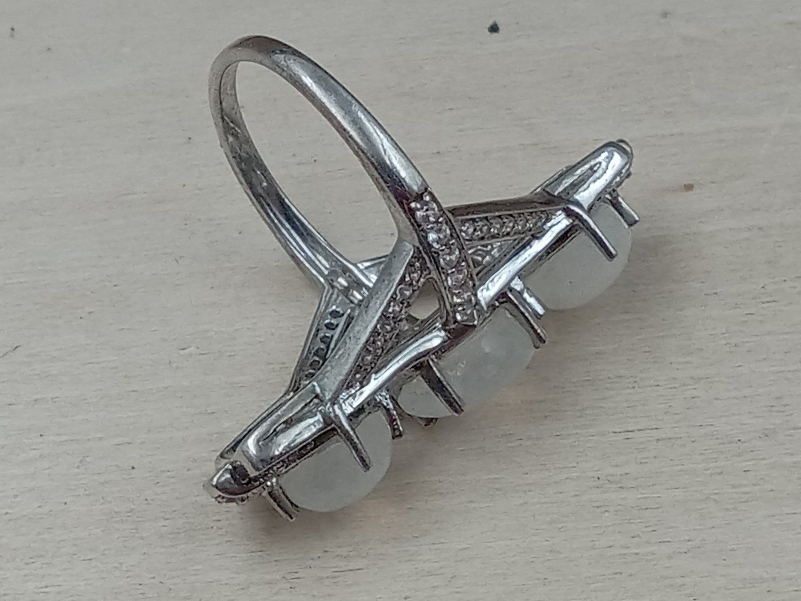 Sterling Silver Triple Labradorite Setting Ring w… - image 7