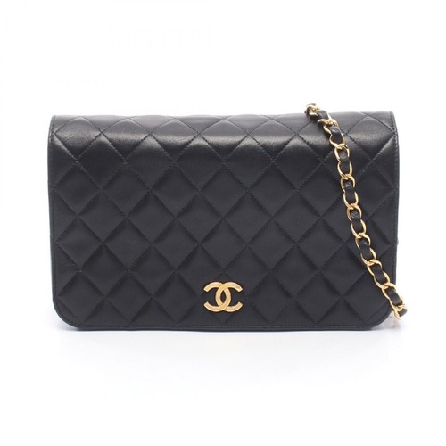 CHANEL Matelass Full Flap Shoulder Bag Lambskin (Sheep Leather) Black Used from