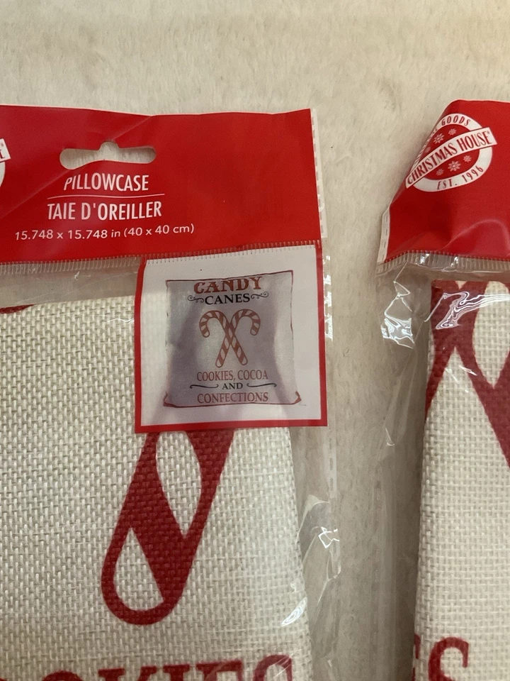 JUEGO DE 2 FUNDAS DE ALMOHADA NAVIDEÑAS ROJAS Y CREMA 15 X15 PULGADAS NUEVAS Foto 2 de 4