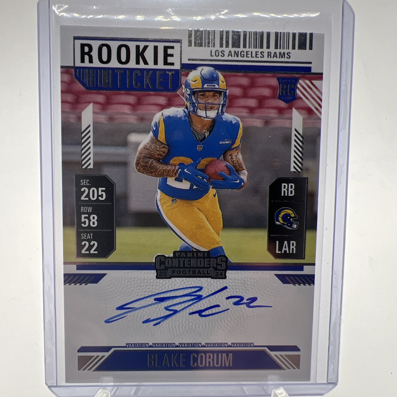 2024 Panini Contenders Blake Corum Rookie Ticket Auto Variation On Card Auto