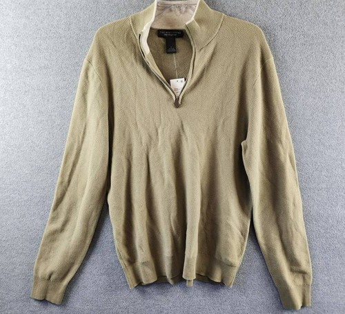 The Men's Store at Bloomingdale's Birdseye Knit Quarter Zip Sweater L Mermaid