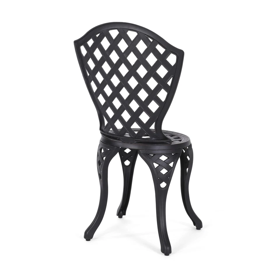 Lyon Traditional Outdoor 3-Piece Black with Bronze Cast Aluminum Bistro Set - Image 3 of 4