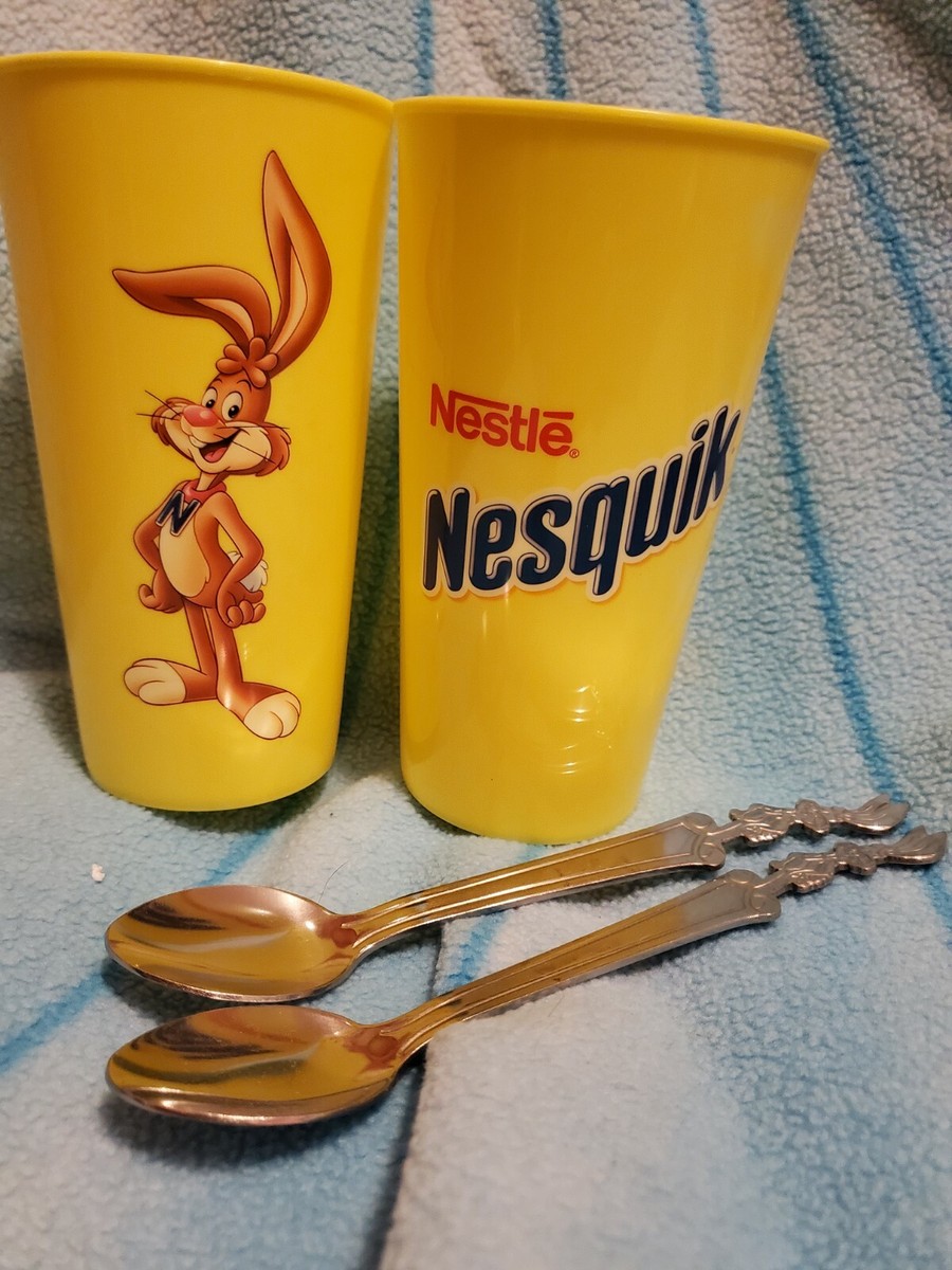 Nestle Nesquik Tumbler Cup & Nesquik Bunny Spoons. Set for 2. | eBay