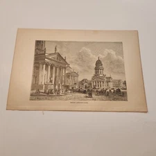 View Of Berlin Schiller Platz Germany c. 1883 Engraving (284)