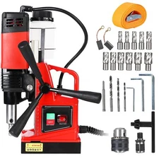 Magnetic Drill Press 1300W 810 RPM 1.6 Inch Boring Diameter 11Pcs Drill Bits 