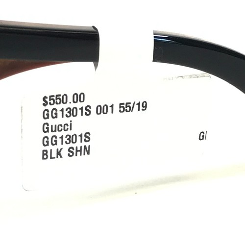 Gucci Sunglasses GG1301S 001 Shiny Black Brown Frames with Gray Lenses 55-19-145 - Picture 8 of 14