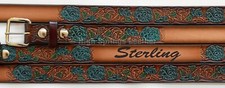 Kid Name Belt - Turquoise Rose Leather Custom Engraved Toddlers Boys and Girls