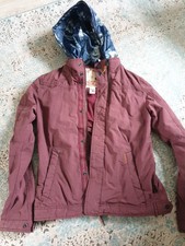 Khujo Red Burgundy Floral Hooded Inner Showerproof Jacket Womens Size M Medium