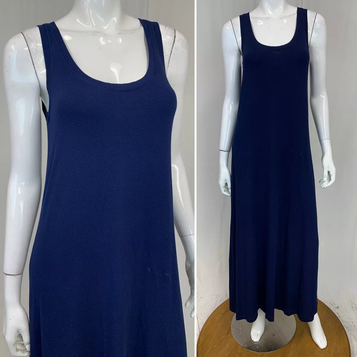 Women s Michael Stars Small Navy Maxi Stretch Tank Shirt Dress