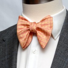 Men's Self-tied Bow Tie Orange Coral Plaid Bow tie big Butterfly Bow tie S708