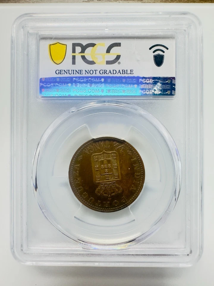 India Portuguese 1903 1/4 Tanga Cleaned - AU Detail Charles I PCGS Genuine - Image 2 of 4