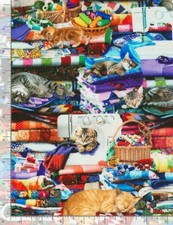 Cat Fabric Cats on Quilts Kittens Digital Cotton Timeless Treasures CD6878 Yard