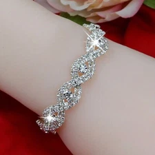 Women Crystal Diamond Bracelet Bangle Sparkly Link Chain Charm Christmas Gift