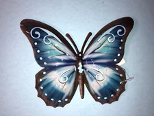 HOME GARDEN POOL YARD - BUTTERFLY WALL DECOR 71274 BLUE MULTI  6.75" X 5" NEW