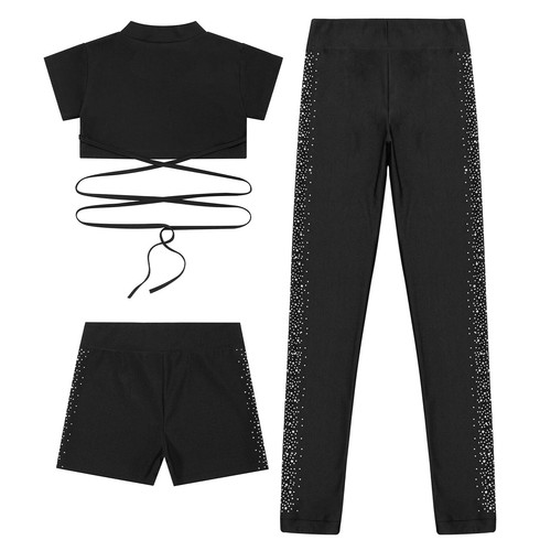 Kids Girls Outfit Workout Set Running Suit Modern Fitness Gymnastic Exercise - Picture 5 of 27