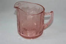 Vtg Pink Depression Glass Creamer Pitcher Jeannette Floral Poinsettia Pattern