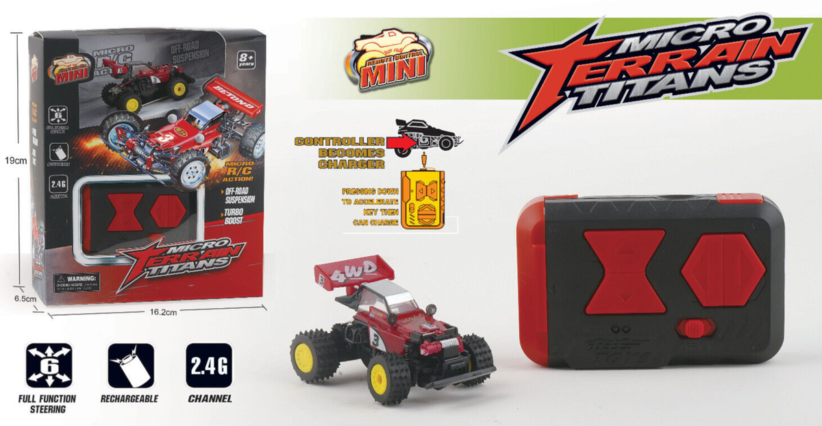 RC Micro 1/64 BUGGY W/ Turbo Micro Terrain Titans RC *RED BUGGY*