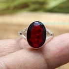 Garnet Ring, Garnet Silver Ring, Handmade Christmas Gift, Red Garnet ,  All Size