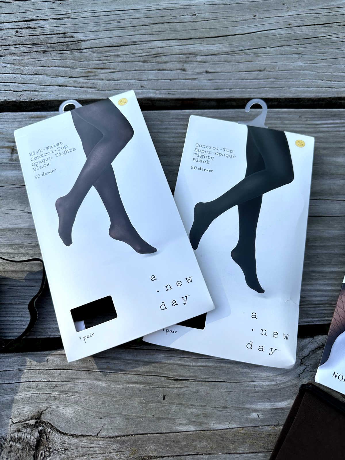 2 Pair Women's Control Top Opaque Black Tights A New Day NWT s/m
