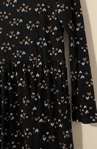 Cat & Jack Girls -2xl Size 18- Black Heart Print Long-Sleeved Pocket Dress!A5536 - Picture 4 of 7