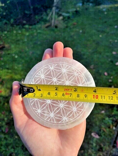 Selenite Crystal Engraved Charging disks 8-10cm, More Items Available - Picture 8 of 32