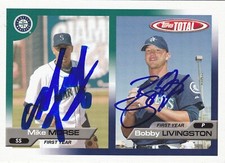 MICHAEL MORSE BOBBY LIVINGSTON SEATTLE MARINERS SIGNED TOPPS TOTAL BASEBALL CARD
