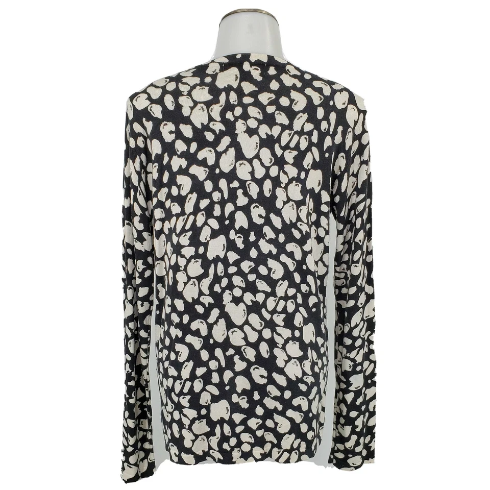 Cárdigan suéter Michael Kors para mujer mezcla de seda gato grande estampado animal talla mediana Foto 2 de 4