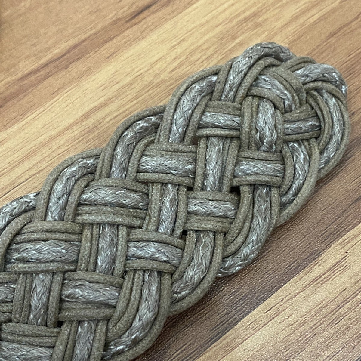 Vintage BAER SF Hammered Mixed Metal Boho Bohemian Woven Braided Belt One Size Vintage Baer SF Belt, Braided, Carved Bone and Hammered  main image 3
