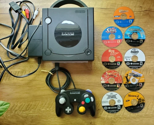 Nintendo GameCube Console Bundle - Black - OEM Controller + 9 Games - Free Ship