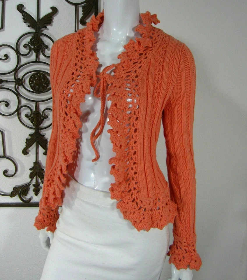 Cárdigan SUÉTER MANGA LARGA M Mediano Coral Naranja One Girl Who  Foto 3 de 4