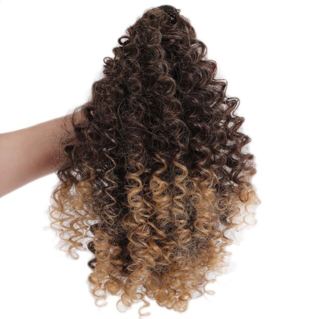 Afro Kinky Curly Ponytail Clip In Hair Extensions Drawstring Puff Bun for Human RY11645