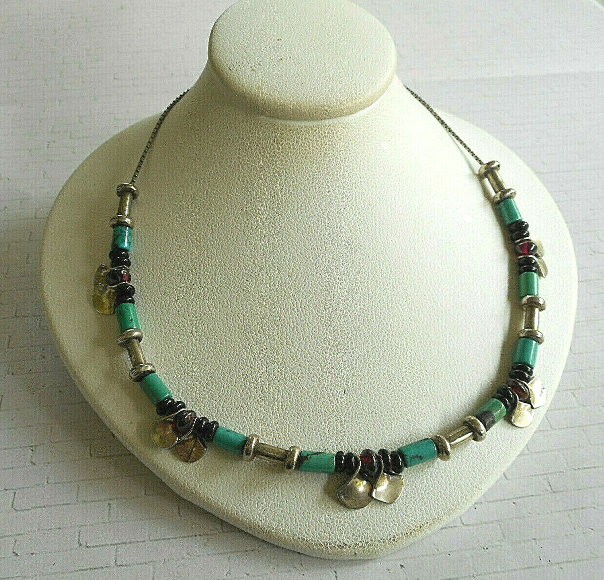 Sterling Silver Turquoise Black Bead Amethyst Bead Necklace    191914 View 2