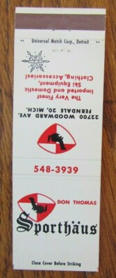 FERNDALE, MICHIGAN MATCHBOOK COVER: DON THOMAS SPORTHAUS STORE MATCHCOVER -D