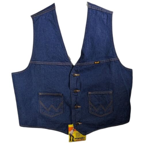 Wrangler Cowboy Cut Denim Vest Mens Size 2XL XXL Jean Trucker Sleeveless