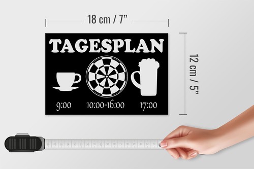 Holzschild Spruch 18x12cm Tagesplan Tasse Dart Bier Holz Deko Schild wooden sign - Picture 5 of 5