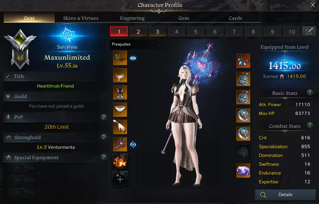 Lost Ark ACC Server NA Ladon Sorceress 1415 GS Fast Sale