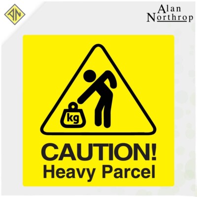 Achtung schwere Paketschilder. 1 Rolle 250 PP Etiketten 4 Zoll x 4 Zoll (102 mm x 102 mm) 