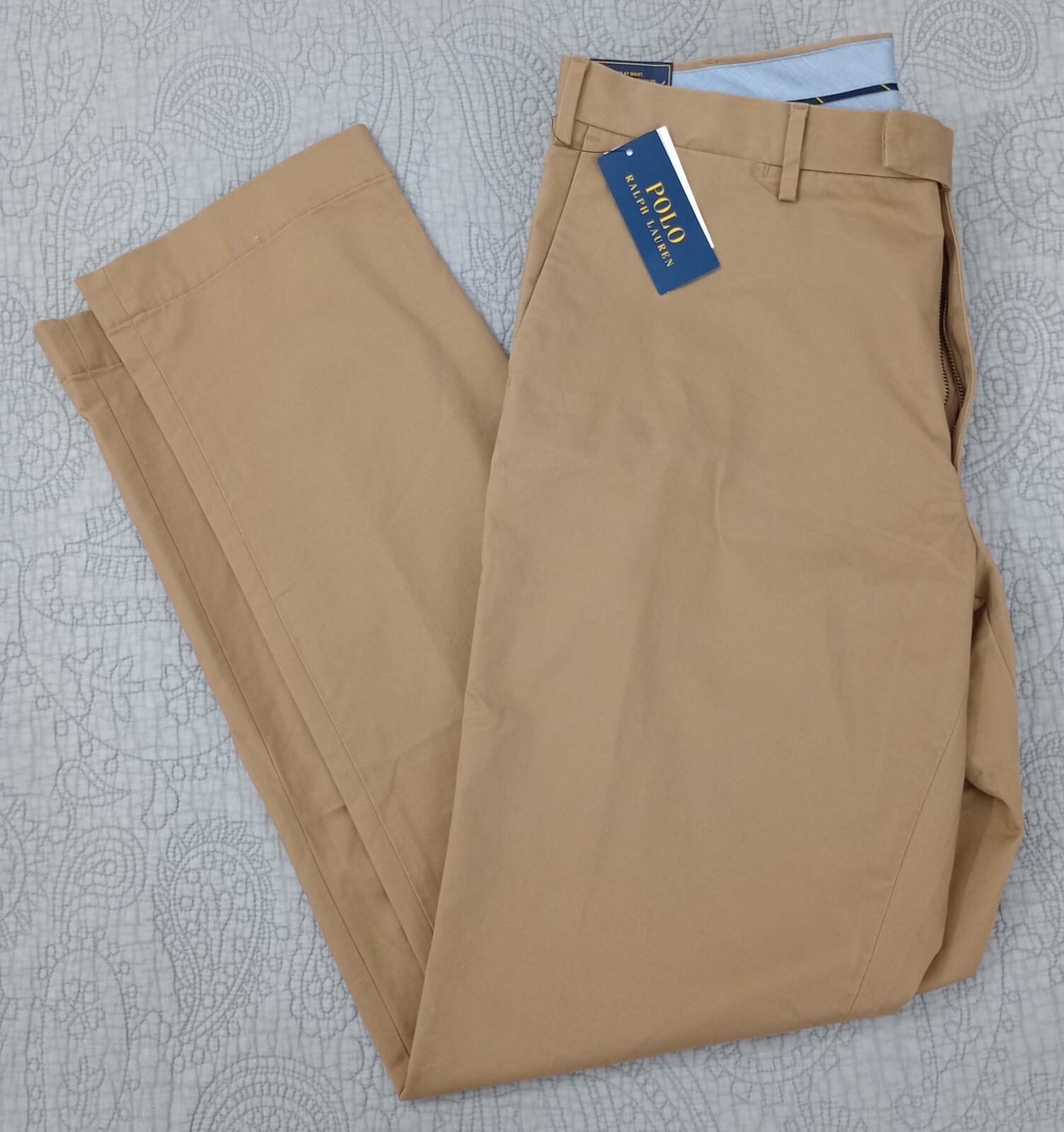 Ralph Lauren Stretch Slim Fit Performance Mens Flat Front Chino Pant Size 38x34
