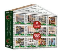 Thomas Kinkade 12 Days Of Christmas Advent Calendar Mini Puzzles = One 500 pc.!