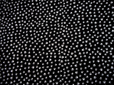 Dog Fabric By Half-Yard Small White Puppy Dog Paw Prints on Black Premium Cotton