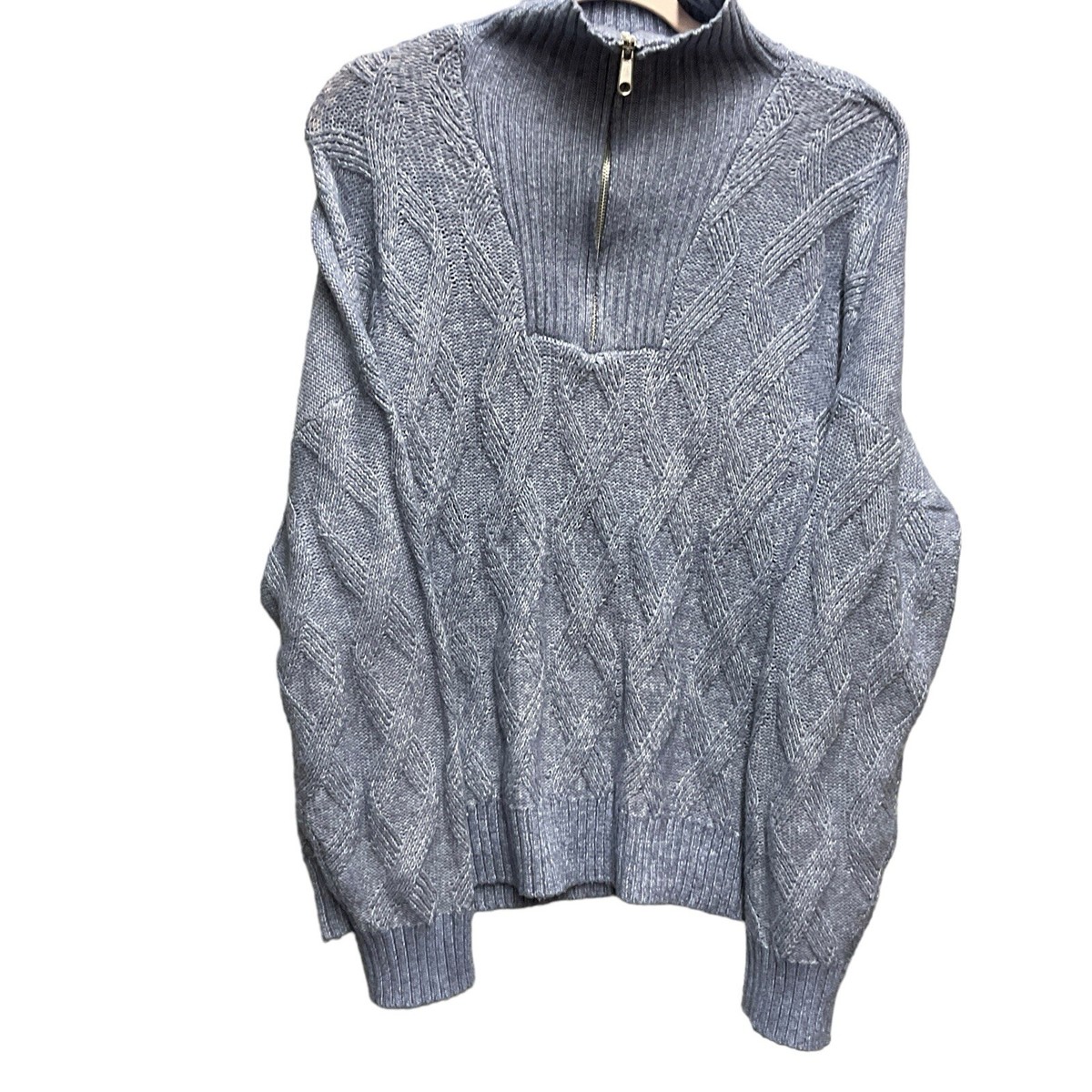 Madison & Hudson Woman's Blue Pullover 1/4 Zip Sweater Size