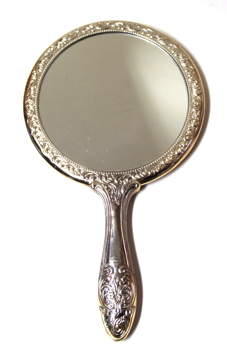 Vintage Towle Silver Plated Metal Vanity Hand-Held Mirror 9.5 Inch