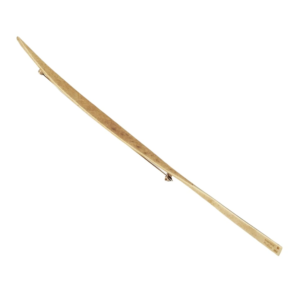 Редкий товар! Винтажная подлинная брошь на булавке Cartier Dinh Van из желтого золота 18 карат с длинным пером - Изображение 3 из 4