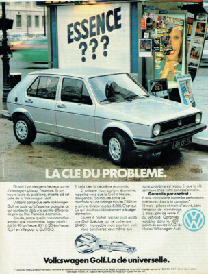 Werbung Advertising 1120 1980 La Golf VW Universalschlüssel Benzin VW