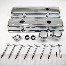 Small Block Chevy Valve Cover Dress Up Kit Stock OEM SBC 327 350 Corvette Chrome