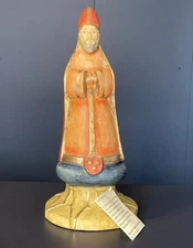 Vintage St Nicholas Statue Chalkware Folk Art Figure Christmas 1999 R Shipman
