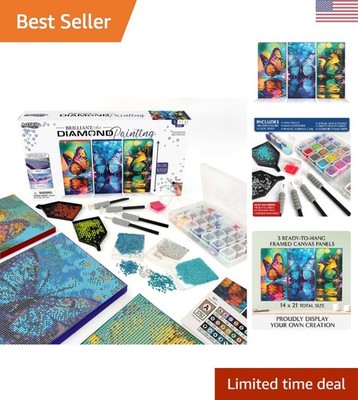 Complete Diamond Painting Kit: Enchanted Butterflies on Framed Canvas Panels
