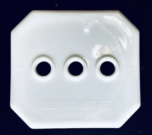 Vintage OLD IRONSIDES Glass Storage Battery Milk Glass Cover No Chips or Cracks